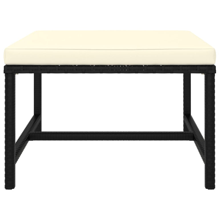 6-delige Loungeset met kussens poly rattan zwart