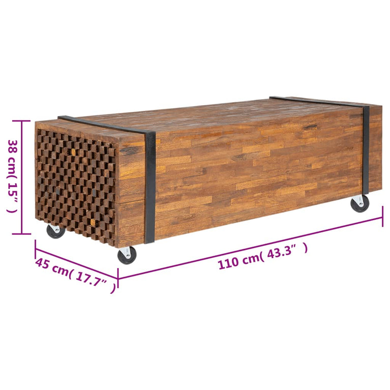 Salontafel 110x45x38 cm massief teakhout