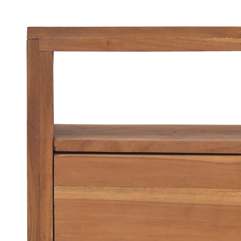 Tv-meubel met wielen 110x30x40 cm massief teakhout