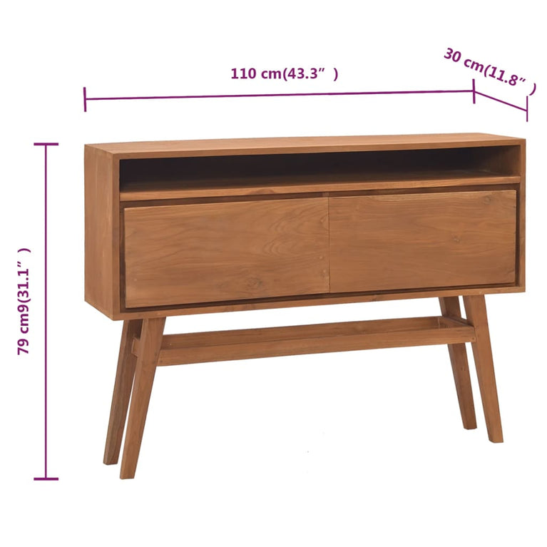 Wandtafel 110x30x79 cm massief teakhout