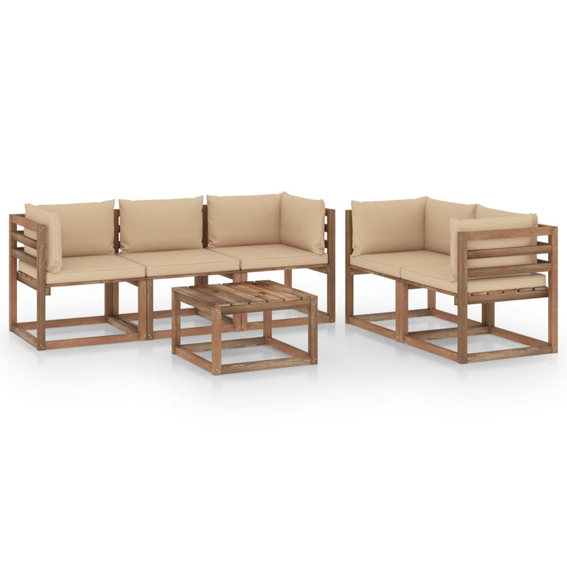 6-delige Loungeset met beige kussens