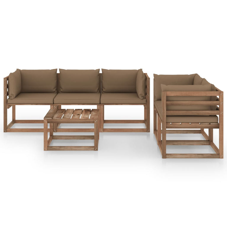 6-delige Loungeset met taupe kussens