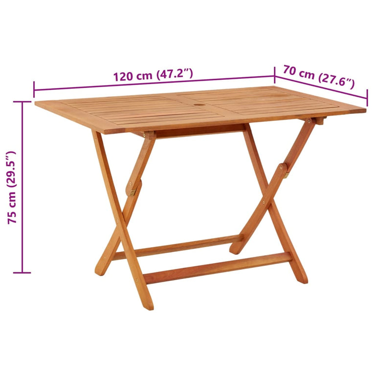 Tuintafel inklapbaar 120x70x75 cm massief eucalyptushout