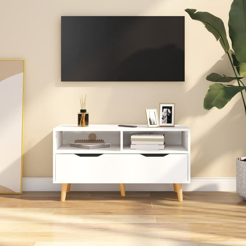 Tv-meubel 90x40x48,5 cm bewerkt hout wit