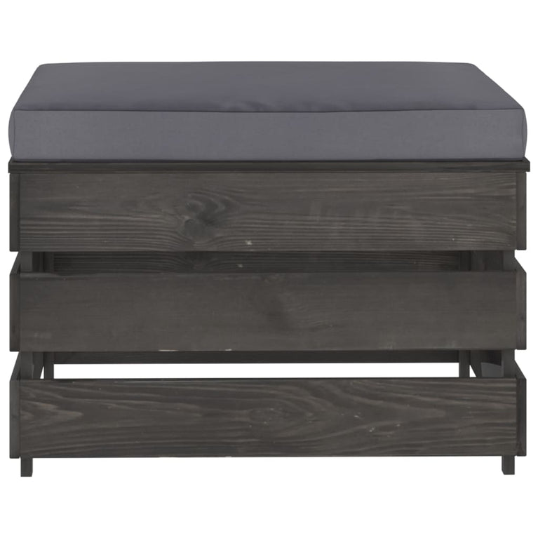 3-delige Loungeset met kussens grijs geïmpregneerd hout