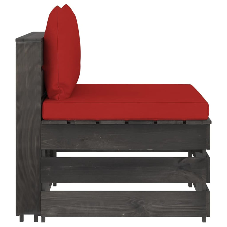 3-delige Loungeset met kussens grijs geïmpregneerd hout
