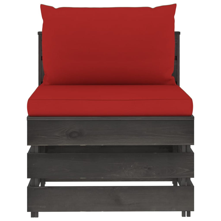 3-delige Loungeset met kussens grijs geïmpregneerd hout
