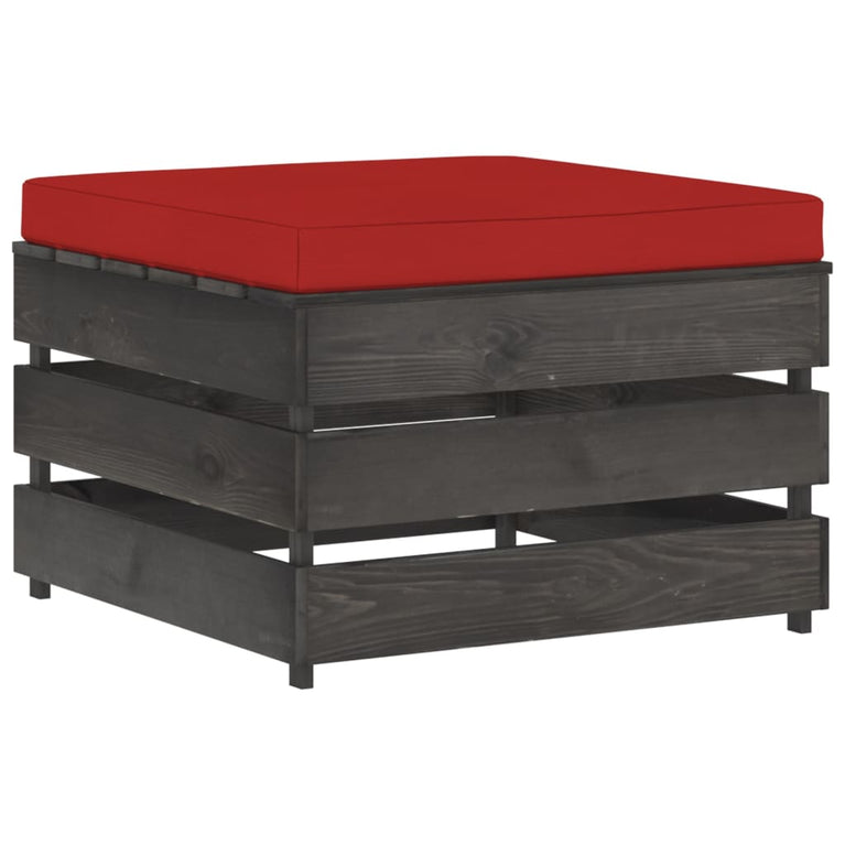 3-delige Loungeset met kussens grijs geïmpregneerd hout