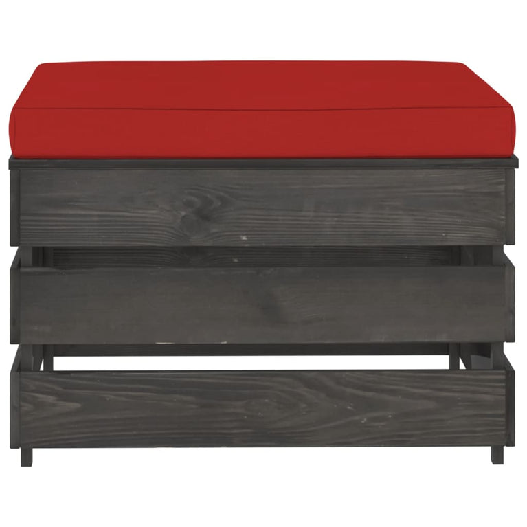 3-delige Loungeset met kussens grijs geïmpregneerd hout