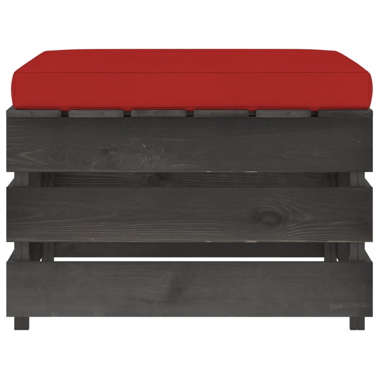 3-delige Loungeset met kussens grijs geïmpregneerd hout