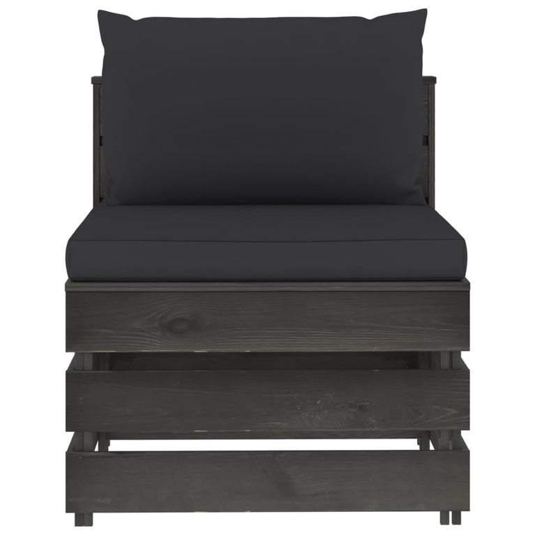 3-delige Loungeset met kussens grijs geïmpregneerd hout