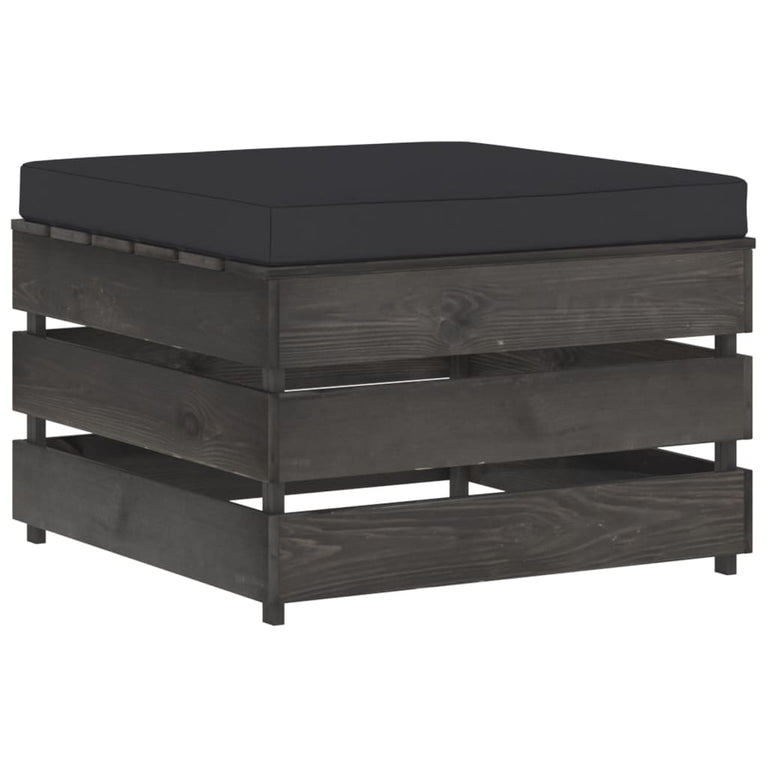 3-delige Loungeset met kussens grijs geïmpregneerd hout