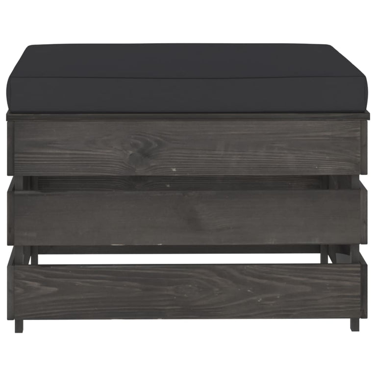 3-delige Loungeset met kussens grijs geïmpregneerd hout
