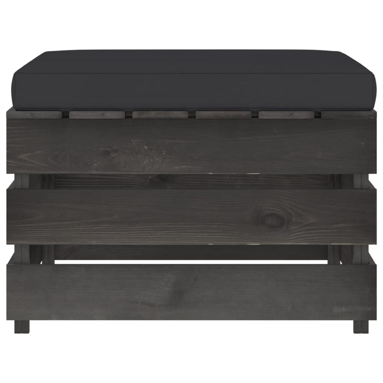 3-delige Loungeset met kussens grijs geïmpregneerd hout