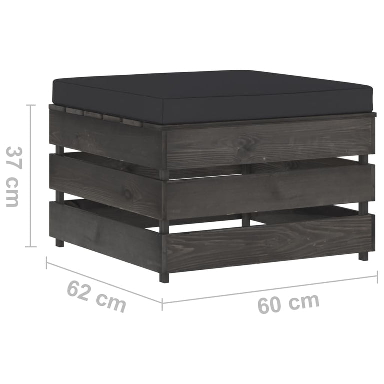 3-delige Loungeset met kussens grijs geïmpregneerd hout