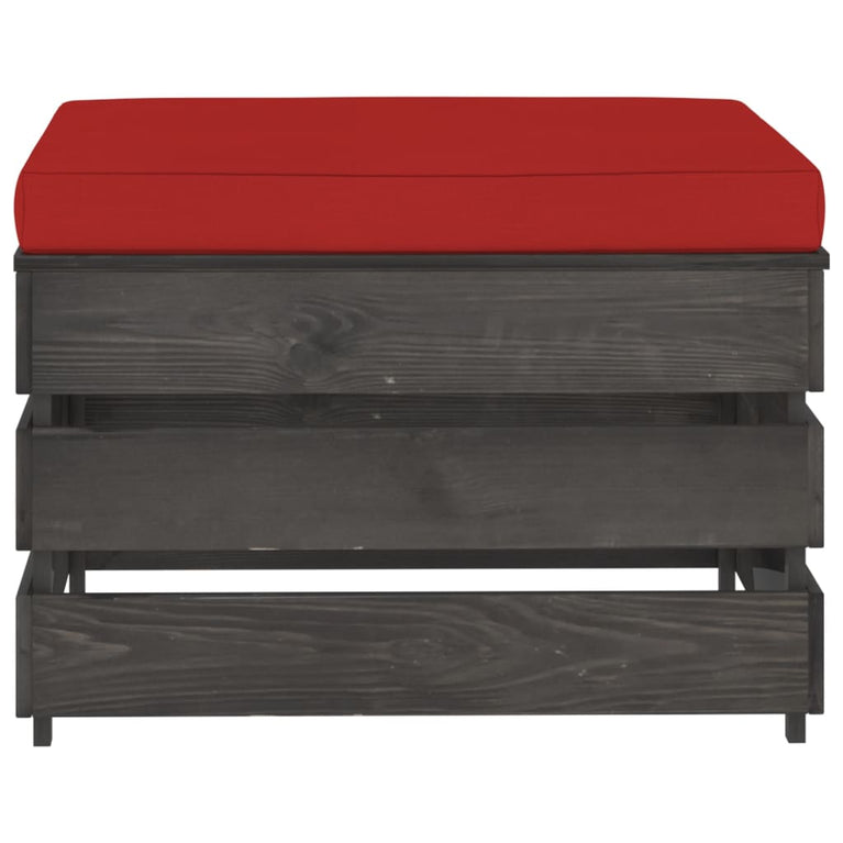 3-delige Loungeset met kussens grijs geïmpregneerd hout