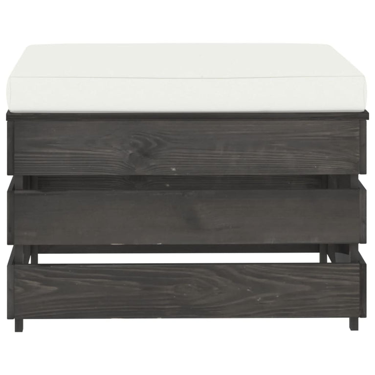 7-delige Loungeset met kussens grijs geïmpregneerd hout