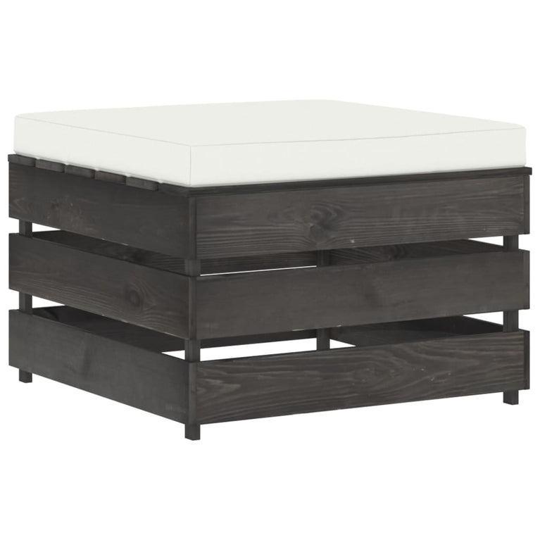 9-delige Loungeset met kussens grijs geïmpregneerd hout