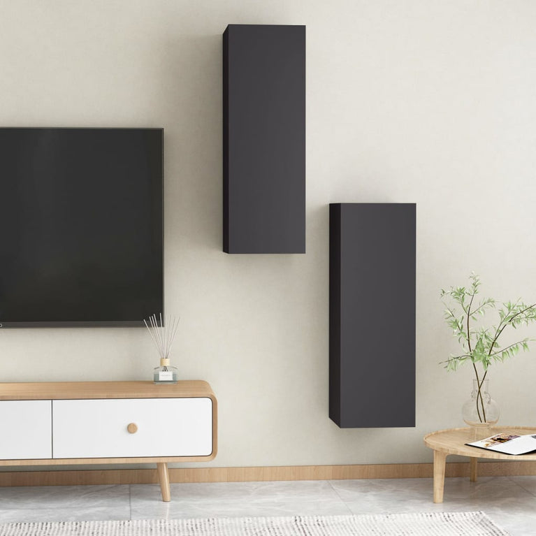Tv-meubels 2 st 30,5x30x90 cm bewerkt hout grijs