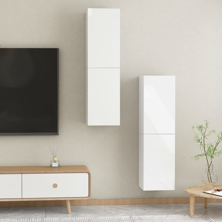 Tv-meubels 2 st 30,5x30x110 cm bewerkt hout hoogglans wit