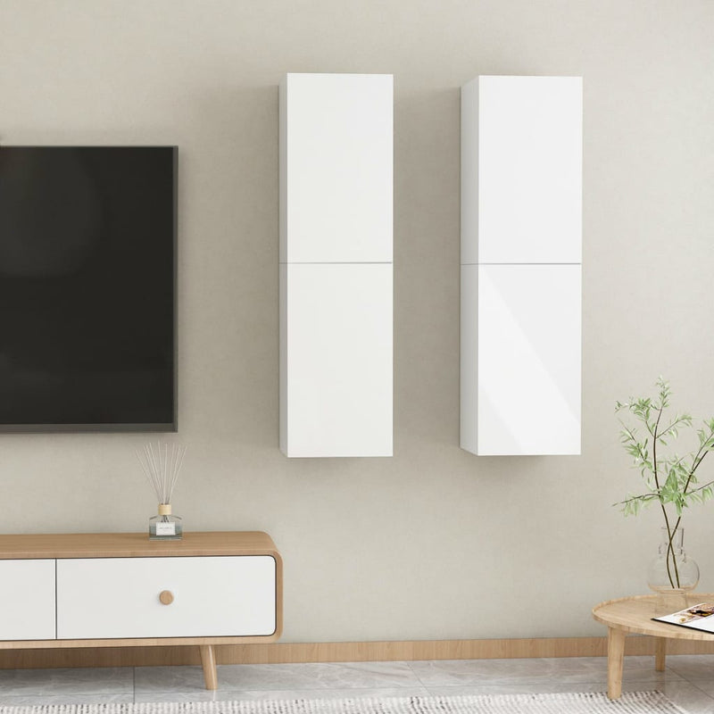 Tv-meubels 2 st 30,5x30x110 cm bewerkt hout hoogglans wit