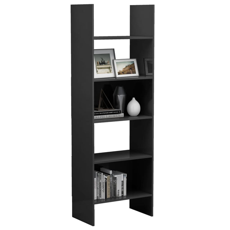 Boekenkast 60x35x180 cm spaanplaat hoogglans grijs