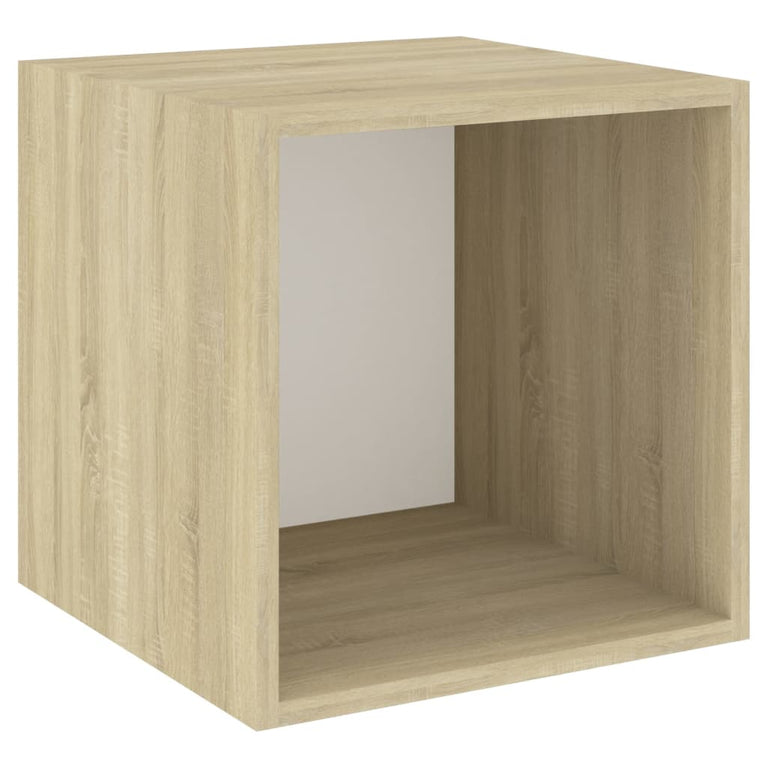 Wandkasten 2 st 37x37x37 cm bewerkt hout wit sonoma eikenkleur