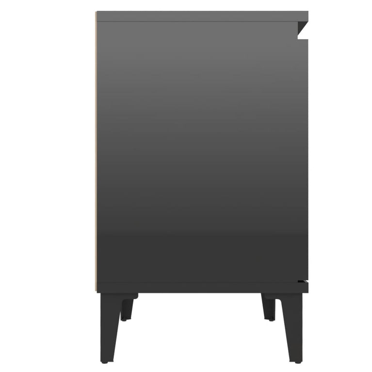 Nachtkastje met metalen poten 40x30x50 cm hoogglans zwart