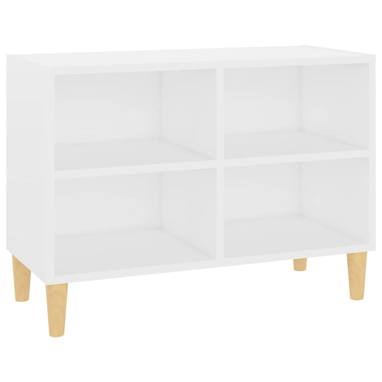 Tv-meubel met massief houten poten 69,5x30x50 cm wit