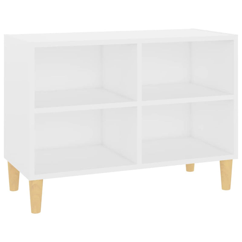 Tv-meubel met massief houten poten 69,5x30x50 cm wit