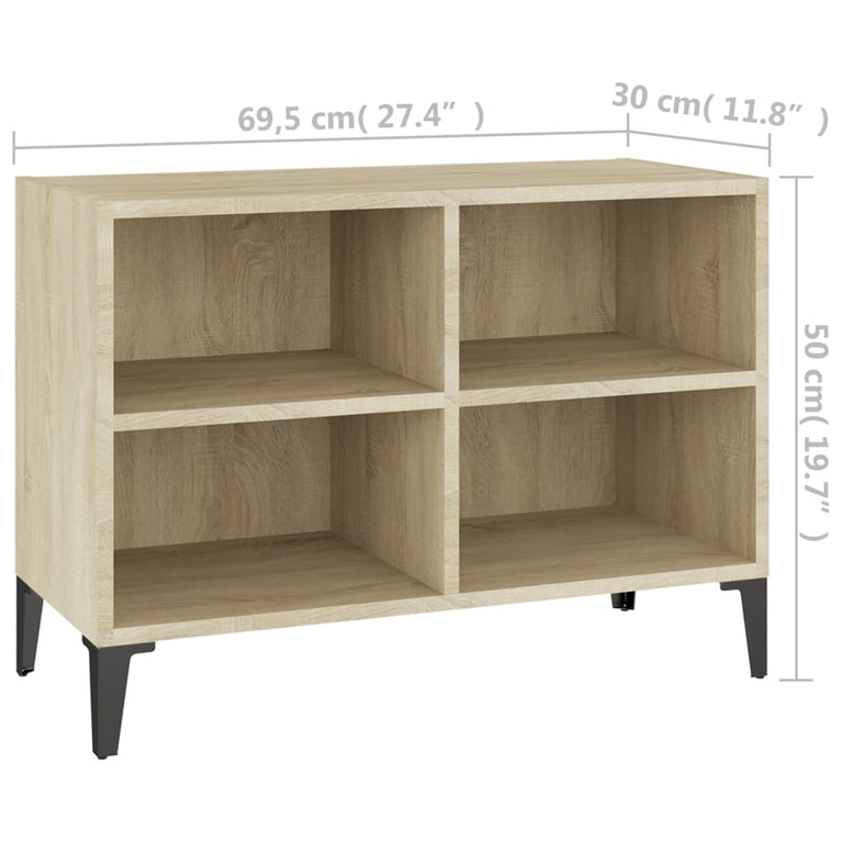 Tv-meubel met metalen poten 69,5x30x50 cm sonoma eikenkleurig