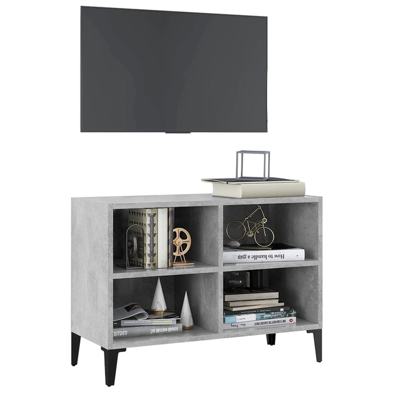 Tv-meubel met metalen poten 69,5x30x50 cm betongrijs