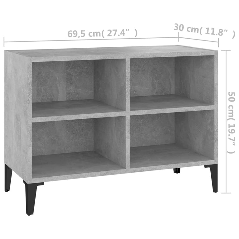 Tv-meubel met metalen poten 69,5x30x50 cm betongrijs