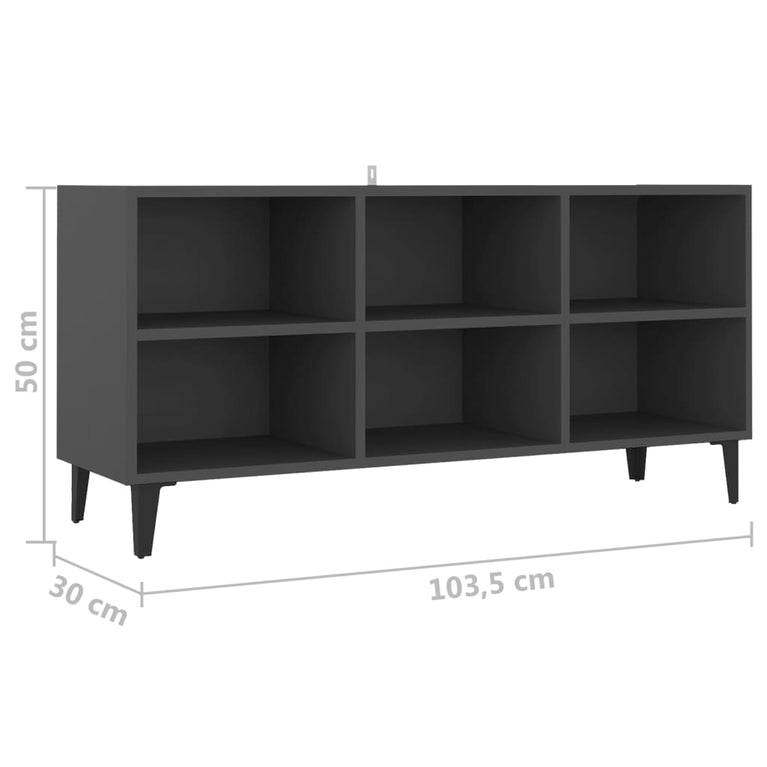 Tv-meubel met metalen poten 103,5x30x50 cm grijs