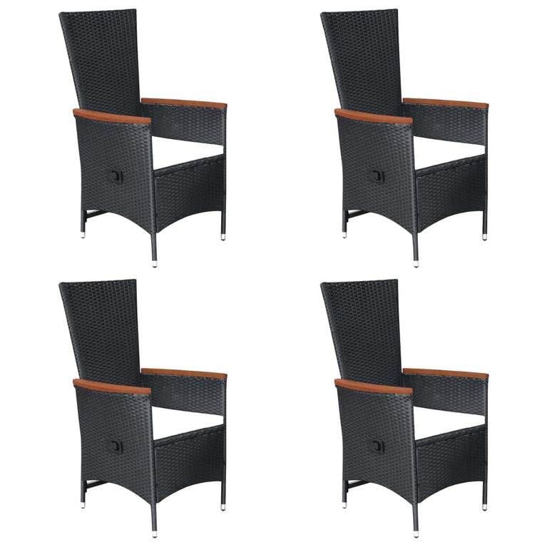 7-delige Tuinset poly rattan zwart