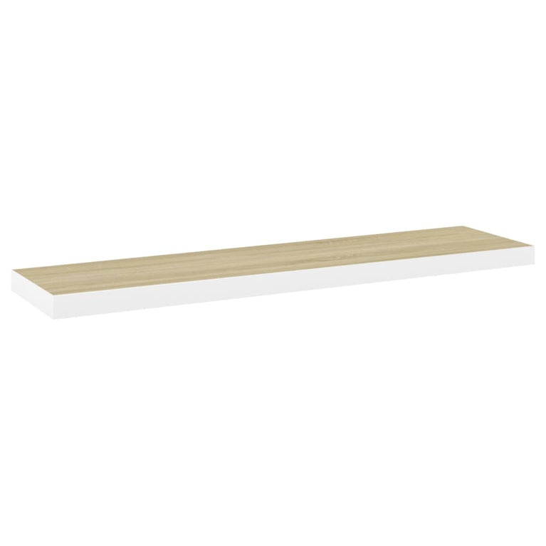 Wandschap zwevend 120x23,5x3,8 cm MDF eikenkleurig en wit