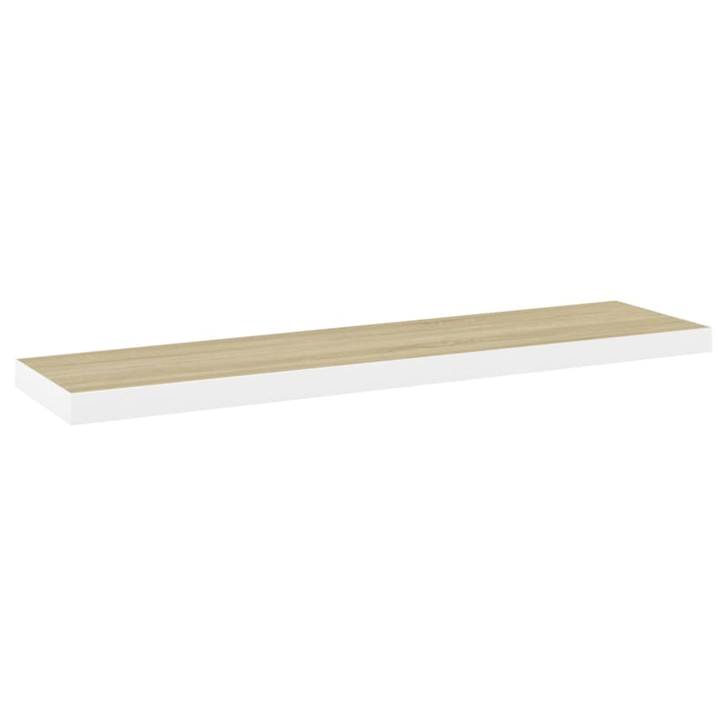 Wandschap zwevend 120x23,5x3,8 cm MDF eikenkleurig en wit