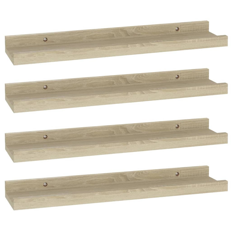 Wandschappen 4 st 40x9x3 cm sonoma eikenkleurig