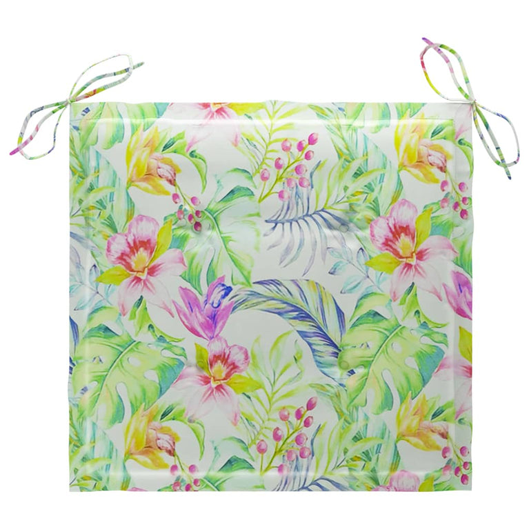 Tuinstoelen 4 st met bladpatroon kussens massief teakhout