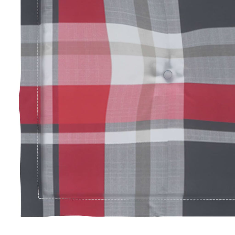 Tuinstoelen 4 st met rood geruite kussens massief teakhout