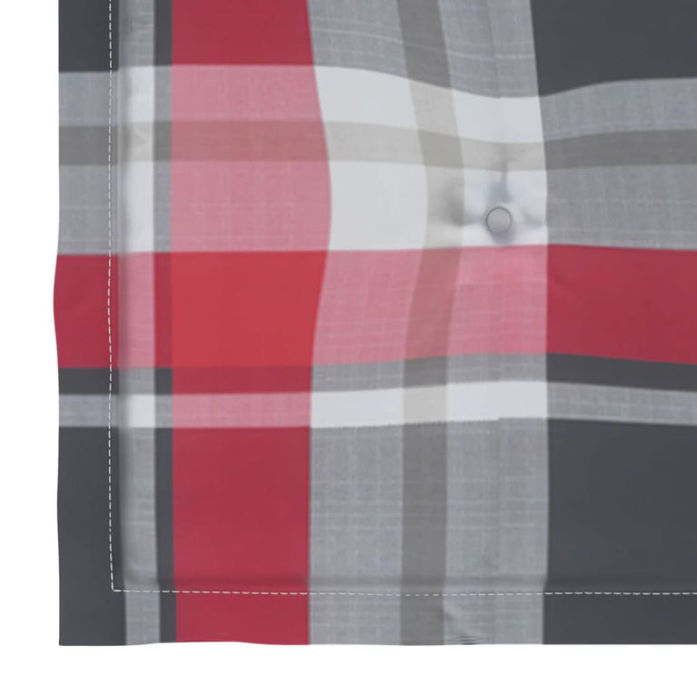 Tuinstoelen 8 st met rood geruite kussens massief teakhout