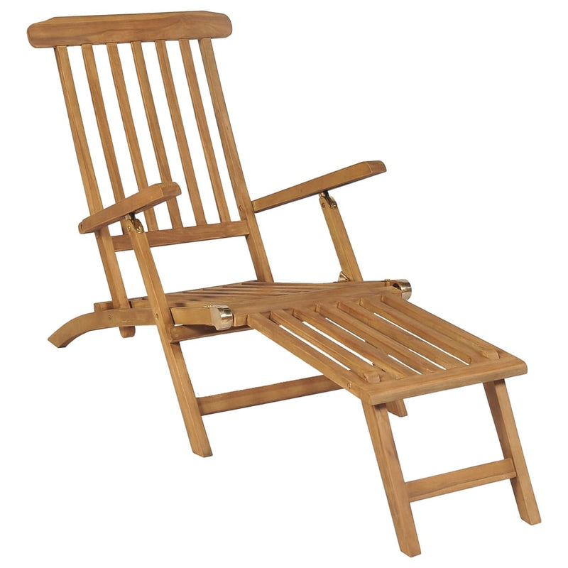 Ligstoelen 2 st met voetsteun massief teakhout