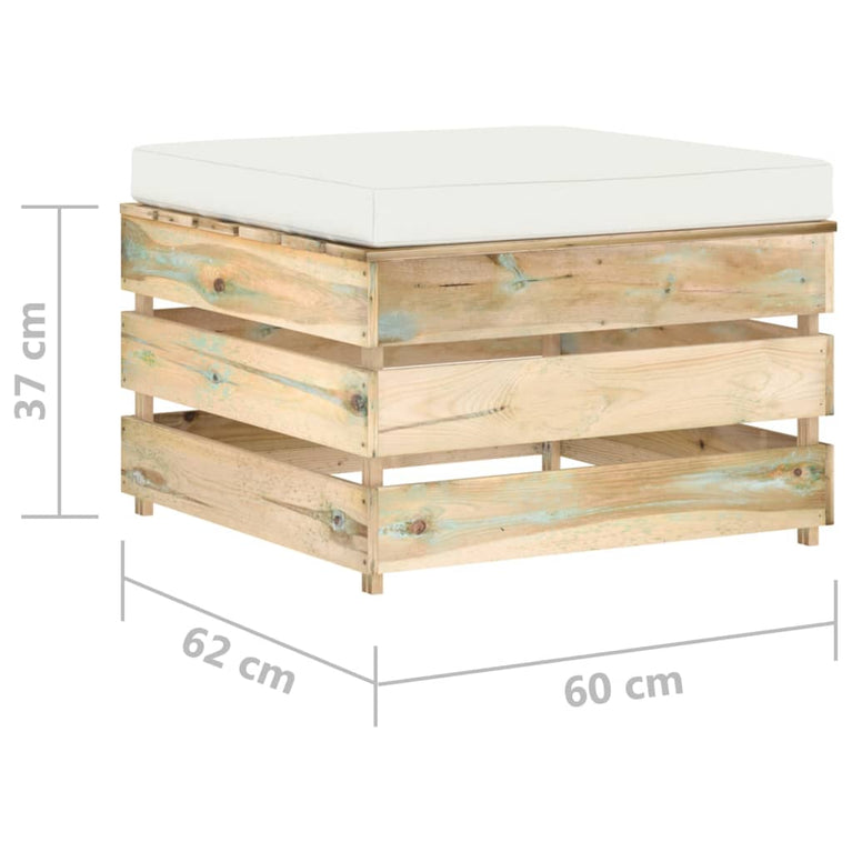3-delige Loungeset met kussens groen geïmpregneerd hout