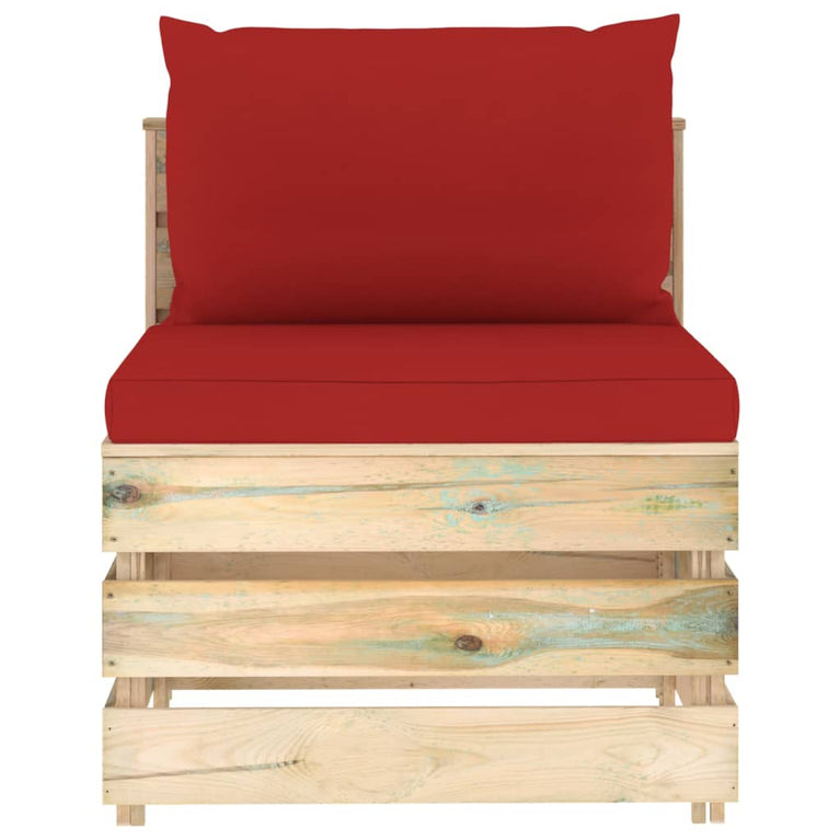 3-delige Loungeset met kussens groen geïmpregneerd hout