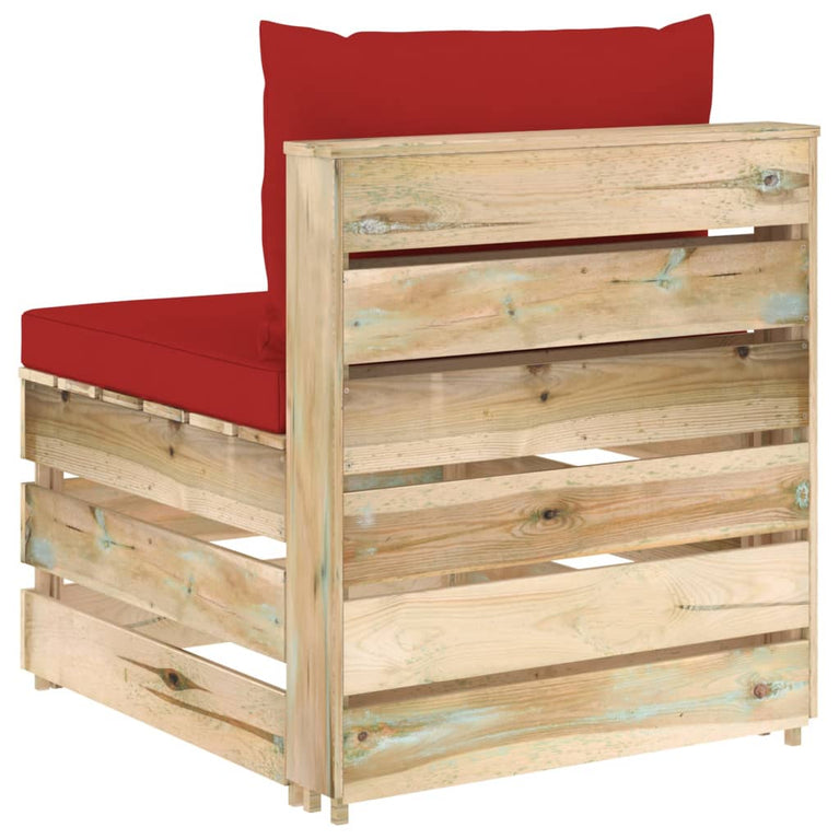 3-delige Loungeset met kussens groen geïmpregneerd hout