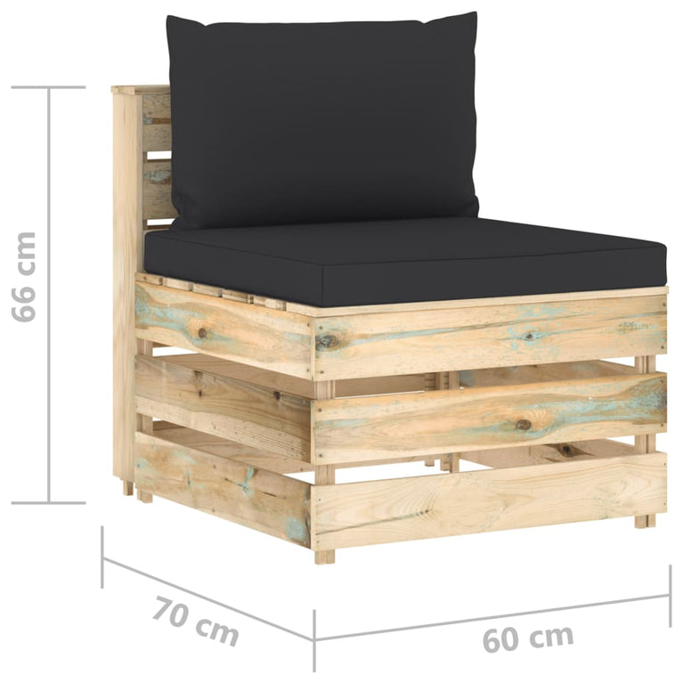3-delige Loungeset met kussens groen geïmpregneerd hout