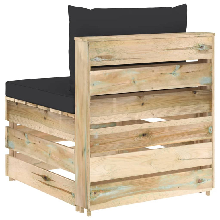 3-delige Loungeset met kussens groen geïmpregneerd hout