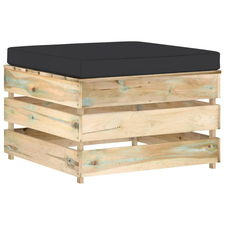 3-delige Loungeset met kussens groen geïmpregneerd hout