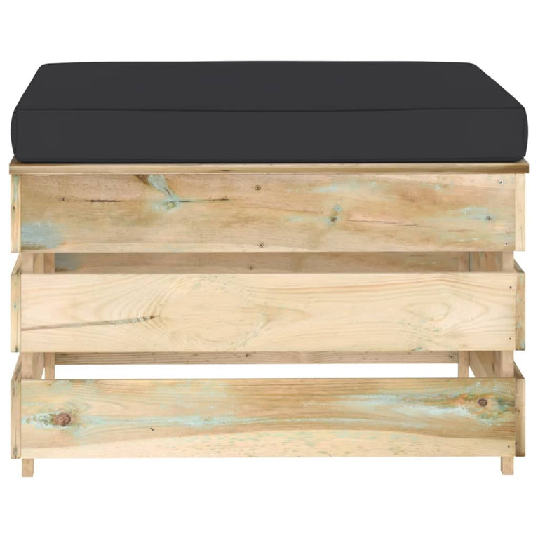 3-delige Loungeset met kussens groen geïmpregneerd hout