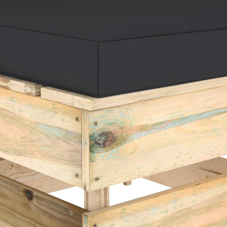 3-delige Loungeset met kussens groen geïmpregneerd hout